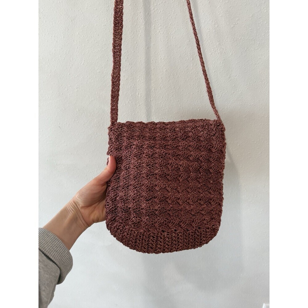 Raffia Straw Woven Bag Vintage Hastings & Smith Crossbody Pink Mauve Purse - Picture 3 of 5